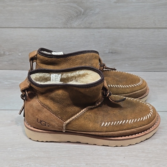 UGG Men\'s Ankle Brown Sheepskin Suede Boots Platform Shoes Sz 7 main image 8